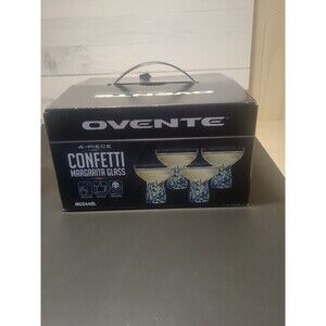 Set of 4 OVENTE Stemless Margarita Glasses Hand Blown Mexican Confetti  NEW